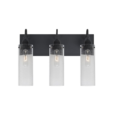 Besa Lighting Juni 10 Vanity, Clear Bubble, Black, 3x60W Incandescent 3WG-JUNI10CL-BK